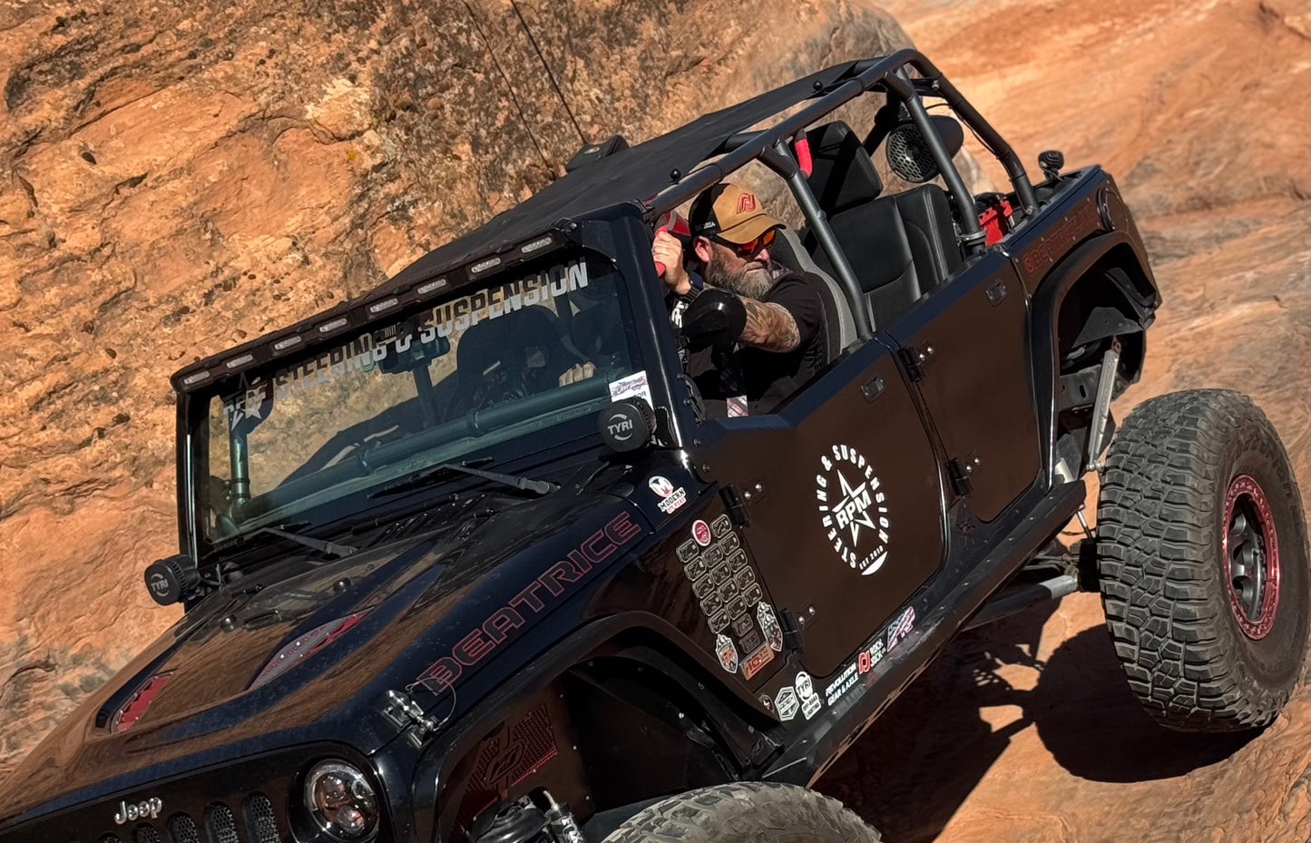 Jeep Wrangler JK Windshield Mount for Hyperion V48 - Black Powdercoat Aluminum