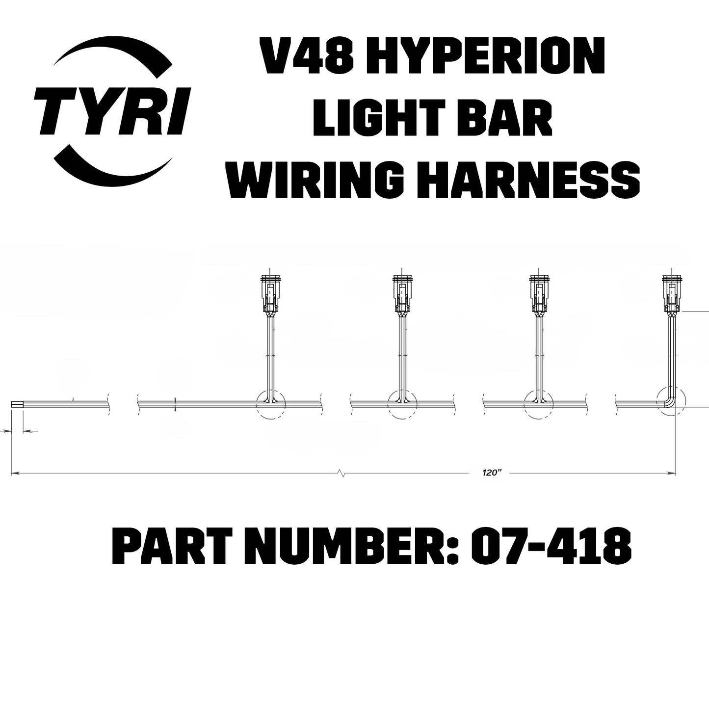 Wiring Harness for V48 Hyperion Lightbar or 4 lights