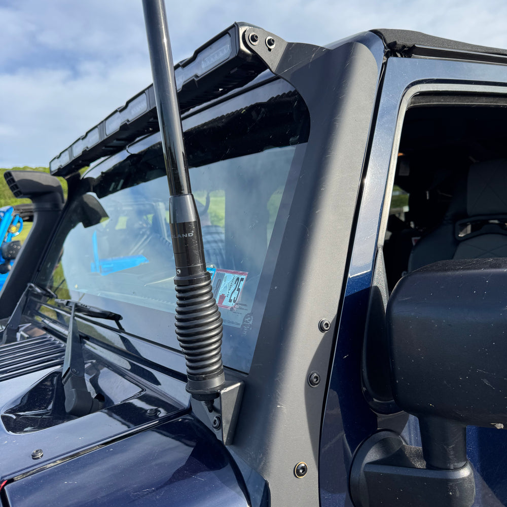 Jeep Wrangler JK Windshield Mount for Hyperion V48 - Black Powdercoat Aluminum